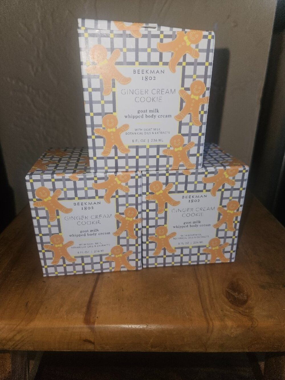 BEEKMAN 1802 Ginger Cream Cookie - Three 8oz jars of Whipped Body Cream